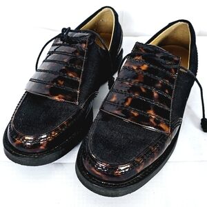Stuart Weitzman Leopard Print Tortoise Kiltie Oxford With Spikes Golf Shoes